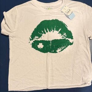 Modern Lux White Tee with Green Graphic